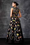 Shop_Samant Chauhan_Black Cotton, Silk Embroidery, Metallic Thread High Neck Sleeveless Floral Gown _at_Aza_Fashions