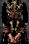 Shop_Samant Chauhan_Black Velvet Embroidery, Zari V-neck, Collared Floral Jacket Gown _Online_at_Aza_Fashions