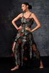 Samant Chauhan_Black Organza, Silk, Cotton Embroidery Off-shoulder 3d Gown _Online_at_Aza_Fashions