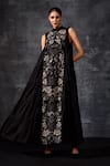 Samant Chauhan Black Cotton Embroidery High Neck Sleeveless Maxi Dress Online at Aza Fashions Samant Chauhan_Black Cotton Embroidery High Neck Sleeveless Maxi Dress _Online_at_Aza_Fashions