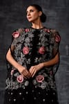 Samant Chauhan_Black Net, Cotton Embroidery Round Neck Floral Kaftan _Online_at_Aza_Fashions