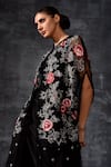 Buy_Samant Chauhan_Black Net, Cotton Embroidery Round Neck Floral Kaftan _Online_at_Aza_Fashions