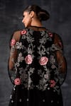 Shop_Samant Chauhan_Black Net, Cotton Embroidery Round Neck Floral Kaftan _Online_at_Aza_Fashions