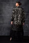 Shop_Samant Chauhan_Black Linen, Silk Embroidery, Sequins Collared, Longline Jacket And Dress Set _at_Aza_Fashions