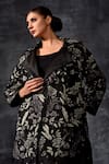 Samant Chauhan_Black Linen, Silk Embroidery, Sequins Collared, Longline Jacket And Dress Set _at_Aza_Fashions