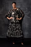 Buy_Samant Chauhan_Black Organza, Organza, Embroidery Moonlit Bloom Kaftan With Dress _at_Aza_Fashions