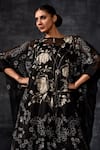 Shop_Samant Chauhan_Black Organza, Organza, Embroidery Moonlit Bloom Kaftan With Dress _Online_at_Aza_Fashions