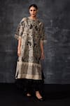 Buy_Samant Chauhan_Grey Linen, Silk Embroidery, Applique, Ruffles Round Neck Tunic With Dress _at_Aza_Fashions
