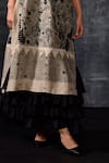 Samant Chauhan_Grey Linen, Silk Embroidery, Applique, Ruffles Round Neck Tunic With Dress _Online_at_Aza_Fashions