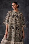 Buy_Samant Chauhan_Grey Linen, Silk Embroidery, Applique, Ruffles Round Neck Tunic With Dress _Online_at_Aza_Fashions