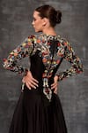 Shop_Samant Chauhan_Black Cotton, Silk Embroidery, Beads Round Neck Vibrant Floral Gown _at_Aza_Fashions