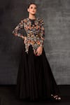 Buy_Samant Chauhan_Black Cotton, Silk Embroidery, Beads Round Neck Vibrant Floral Gown _at_Aza_Fashions