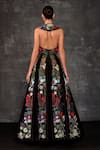 Shop_Samant Chauhan_Black Cotton, Silk Embroidery Halter , Open Striking Floral Gown _at_Aza_Fashions