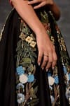 Shop_Samant Chauhan_Black Cotton, Silk Embroidery Halter , Open Striking Floral Gown _Online_at_Aza_Fashions