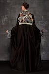 Shop_Samant Chauhan_Black Cotton, Silk Embroidery, Metallic Thread High Neck, Bodice Abaya Kaftan _at_Aza_Fashions