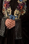 Buy_Samant Chauhan_Black Cotton, Silk Embroidery, Metallic Thread High Neck, Bodice Abaya Kaftan _Online_at_Aza_Fashions