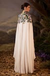 Shop_Samant Chauhan_Off White Chiffon Embroidery, Beads High Applique Bodice Draped Kaftan Dress _at_Aza_Fashions