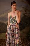 Samant Chauhan_Off White Organza Embroidery Halter Neck Floral Gown _Online_at_Aza_Fashions