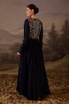Shop_Samant Chauhan_Black Cotton, Silk Embroidery, Metallic Thread Round Neck Floral Gown _at_Aza_Fashions
