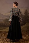 Shop_Samant Chauhan_Black Cotton, Silk Embroidery Round Neck Floral A-line Gown _at_Aza_Fashions