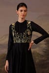 Samant Chauhan_Black Cotton, Silk Embroidery, Metallic Thread High Neck, Floral Bodice Gown _Online_at_Aza_Fashions