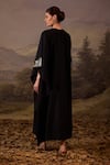 Shop_Samant Chauhan_Black Cotton, Silk Embroidery Round Neck Kaftan Dress _at_Aza_Fashions