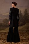Shop_Samant Chauhan_Black Cotton, Silk Embroidery Round Neck, Keyhole Floral Kurta And Gharara Set _at_Aza_Fashions