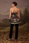 Shop_Samant Chauhan_Black Cotton, Silk Embroidery Bandeau Floral Pattern Strapless Top And Pant Set _at_Aza_Fashions