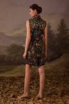 Shop_Samant Chauhan_Black Cotton, Silk Embroidery High Neck Floral Mini Dress _at_Aza_Fashions
