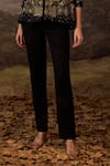 Samant Chauhan_Black Cotton, Silk Embroidery Open Neck Floral Jacket And Pant Set _Online_at_Aza_Fashions