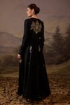Shop_Samant Chauhan_Black Cotton, Silk Embroidery Round Neck Floral Anarkali Gown _at_Aza_Fashions