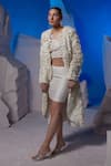Buy Samant Chauhan Ivory Cotton, Silk Applique, Fabric Textured Jacket Top And Short Skirt Set Online at Aza Fashions Buy_Samant Chauhan_Ivory Cotton, Silk Applique, Fabric Textured Jacket Top And Short Skirt Set _Online_at_Aza_Fashions