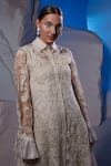 Buy_Samant Chauhan_Ivory Cotton, Organza Embroidery, Tassels Collared Floral Kurta _Online_at_Aza_Fashions