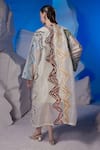 Shop_Samant Chauhan_Ivory Cotton, Silk, Organza Embroidery Round Geometric Midi Dress And Jacket Set _at_Aza_Fashions