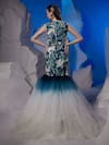 Shop_Samant Chauhan_Green Cotton, Silk, Net Sequins Round Neck Embroidered Ombre Mermaid Gown _at_Aza_Fashions