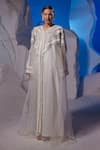 Samant Chauhan Ivory Cotton, Silk, Organza Embroidery, Applique, Sequins V-neck Floral Kaftan Online at Aza Fashions Samant Chauhan_Ivory Cotton, Silk, Organza Embroidery, Applique, Sequins V-neck Floral Kaftan _Online_at_Aza_Fashions