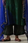 Medha_Emerald Green , Chanderi, Organza Embroidery, Tie Dye Kurta Pant Set _Online_at_Aza_Fashions