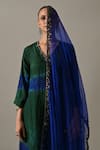 Shop_Medha_Emerald Green , Chanderi, Organza Embroidery, Tie Dye Kurta Pant Set _Online_at_Aza_Fashions