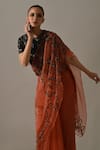Shop_Medha_Peach Silk Organza, Cotton Sequins, Zari, Beads, Embroidery Saree With Blouse _Online_at_Aza_Fashions