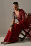 Buy Medha Red Chiffon, Silk Organza, Cotton Embroidery, Zari Textured Saree With Blouse Online at Aza Fashions Buy_Medha_Red Chiffon, Silk Organza, Cotton Embroidery, Zari Textured Saree With Blouse _Online_at_Aza_Fashions