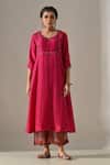 Shop_Medha_Pink , Tissue, Organza Embroidery, Beads, Zari Hand Tunic Pant Set _at_Aza_Fashions