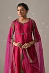 Buy_Medha_Pink , Tissue, Organza Embroidery, Beads, Zari Hand Tunic Pant Set _Online_at_Aza_Fashions