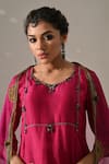 Shop_Medha_Pink , Tissue, Organza Embroidery, Beads, Zari Hand Tunic Pant Set _Online_at_Aza_Fashions