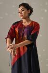 Medha_Multi Color Silk, Tissue Patchwork, Beads, Tassels Tie Dye Tunic And Pant Set _Online_at_Aza_Fashions