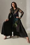 Buy Medha Black Silk Patchwork Round Neck Tie-dyed Tunic And Palazzo Set at Aza Fashions Buy_Medha_Black Silk Patchwork Round Neck Tie-dyed Tunic And Palazzo Set _at_Aza_Fashions