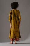 Shop_Medha_Yellow Silk, Tissue Embroidery, Beads, Tassels Round Tie Dyed Tunic And Pant Set _at_Aza_Fashions