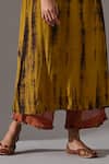Medha_Yellow Silk, Tissue Embroidery, Beads, Tassels Round Tie Dyed Tunic And Pant Set _Online_at_Aza_Fashions