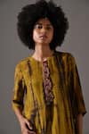 Buy_Medha_Yellow Silk, Tissue Embroidery, Beads, Tassels Round Tie Dyed Tunic And Pant Set _Online_at_Aza_Fashions