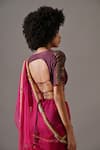 Shop_Medha_Pink Organza, Sequins, Beads, Embroidery, Hand Saree With Blouse _at_Aza_Fashions