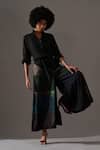 Buy_Medha_Black Silk Patchwork Mandarin Collar Tie Dye Shirt And Palazzo Set _at_Aza_Fashions